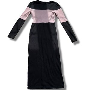 SHEIN Colorblock Long Sleeve Bodycon Maxi Dress - Black & Pink Size XS